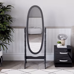 Nishano Oval Mirror Freestanding Tall Swivel Frame - Black