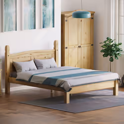 Corona Bed Frame Low Foot Pine Wood Rustic Wax - King Size