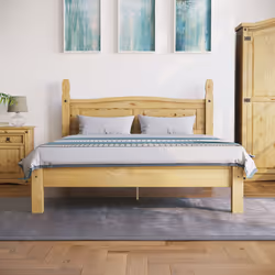 Corona Bed Frame Low Foot Pine Wood Rustic Wax - King Size