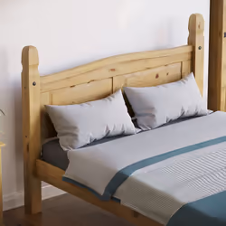 Corona Bed Frame High Foot Pine Wood Rustic Wax - Double