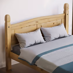 Corona Bed Frame High Foot Pine Wood Rustic Wax - King Size
