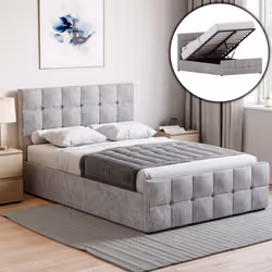 Valentina Ottoman Bed Frame Bedroom Storage UKFR - Double, Crushed Velvet Silver