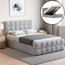 Valentina Ottoman Bed Frame Bedroom Storage UKFR - Double, Crushed Velvet Silver