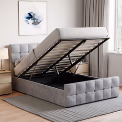 Valentina Ottoman Bed Frame Bedroom Storage UKFR - Double, Crushed Velvet Silver