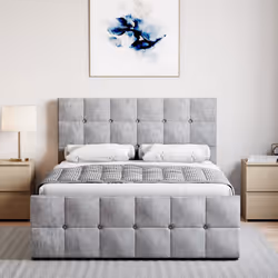 Valentina Ottoman Bed Frame Bedroom Storage UKFR - Double, Crushed Velvet Silver