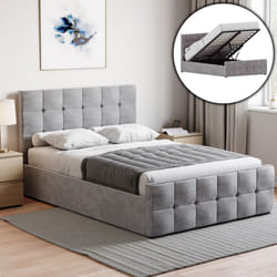 Valentina Ottoman Bed Frame Bedroom Storage UKFR - Double, Light Grey Velvet