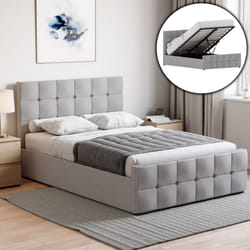 Valentina Ottoman Bed Frame Bedroom Storage UKFR - Double, Light Grey Linen