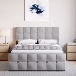 Valentina Ottoman Bed Frame Bedroom Storage UKFR - Double, Light Grey Linen
