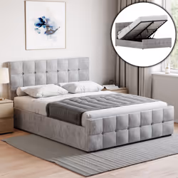 Valentina Ottoman Bed Frame Bedroom Storage UKFR - King Size, Crushed Velvet Silver