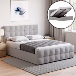 Valentina Ottoman Bed Frame Bedroom Storage UKFR - King Size, Light Grey Linen