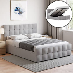 Valentina Ottoman Bed Frame Bedroom Storage UKFR - King Size, Light Grey Linen