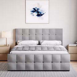Valentina Ottoman Bed Frame Bedroom Storage UKFR - King Size, Light Grey Linen