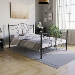 Chicago Metal Bed Frame Crystal Finials Slatted - Double, Black