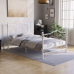 Chicago Metal Bed Frame Crystal Finials Slatted - Small Double, White