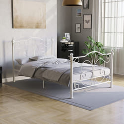 Chicago Metal Bed Frame Crystal Finials Slatted - Small Double, White