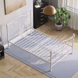 Chicago Metal Bed Frame Crystal Finials Slatted - Small Double, White