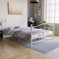 Chicago Metal Bed Frame Crystal Finials Slatted - King Size, White