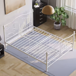 Chicago Metal Bed Frame Crystal Finials Slatted - King Size, White