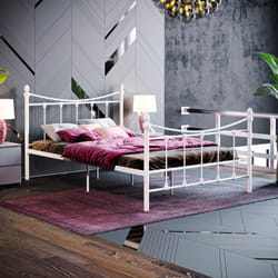Paris Metal Bed Frame Curved High Foot Slatted - Small Double, White