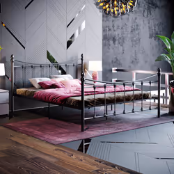 Paris Metal Bed Frame Curved High Foot Slatted - King Size, Black