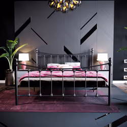 Paris Metal Bed Frame Curved High Foot Slatted - King Size, Black