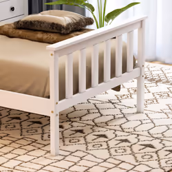 Milan Wood Bed Frame High Foot Solid Pine Slatted - Single, White