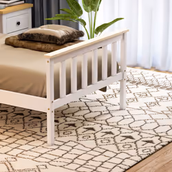 Milan Wood Bed Frame High Foot Solid Pine Slatted - Single, White & Pine