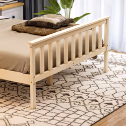 Milan Wood Bed Frame High Foot Solid Pine Slatted - Double, Pine