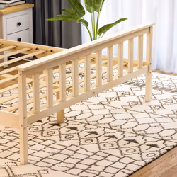 Milan Wood Bed Frame High Foot Solid Pine Slatted - King Size, Pine