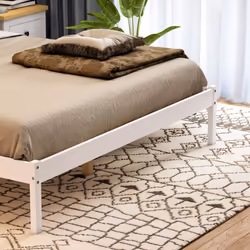 Milan Wood Bed Frame Low Foot Solid Pine Slatted - King Size, White