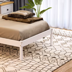 Milan Wood Bed Frame Low Foot Solid Pine Slatted - Single, White & Pine