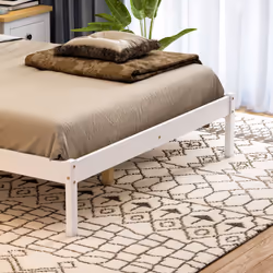 Milan Wood Bed Frame Low Foot Solid Pine Slatted - Double, White & Pine