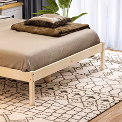 Milan Wood Bed Frame Low Foot Solid Pine Slatted - Double, Pine