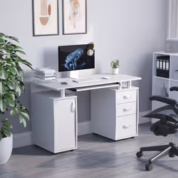 Otley 3 Drawer Computer Desk PC Office Workstation - White