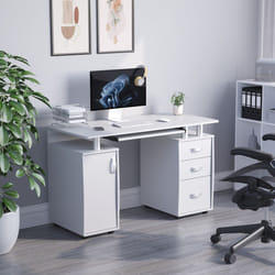 Otley 3 Drawer Computer Desk PC Office Workstation - White