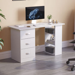 Mason 3 Drawer Shelf Computer Desk PC Office Study - White