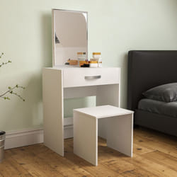 Isla 1 Drawer Dressing Table Stool Mirror Set - White