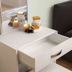 Isla 1 Drawer Dressing Table Stool Mirror Set - White
