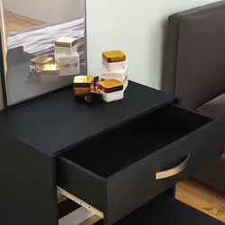 Isla 1 Drawer Dressing Table Stool Mirror Set - Black
