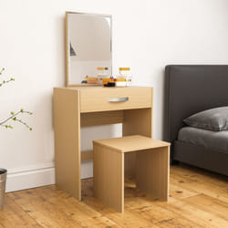 Isla 1 Drawer Dressing Table Stool Mirror Set - Pine