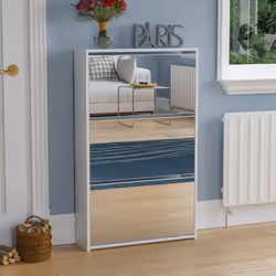 Welham 3 Drawer Shoe Cabinet Mirror Tall Storage - White