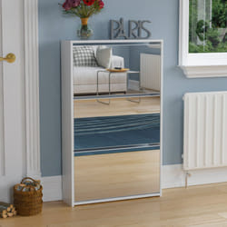 Welham 3 Drawer Shoe Cabinet Mirror Tall Storage - White