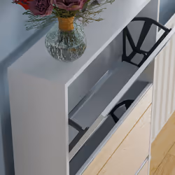 Welham 3 Drawer Shoe Cabinet Mirror Tall Storage - White