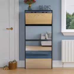Welham 4 Drawer Shoe Cabinet Mirror Tall Storage - Black