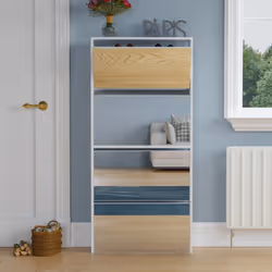 Welham 4 Drawer Shoe Cabinet Mirror Tall Storage - White