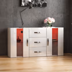 Astro 2 Door 3 Drawer LED Sideboard Large Cabinet - White