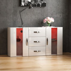 Astro 2 Door 3 Drawer LED Sideboard Large Cabinet - White