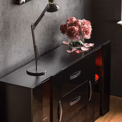 Astro 2 Door 3 Drawer LED Sideboard Large Cabinet - Black