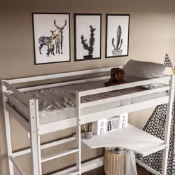 Sydney Bunk Bed 3ft Single With Corner Desk Pine - White