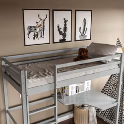 Sydney Bunk Bed 3ft Single With Corner Desk Pine - Grey